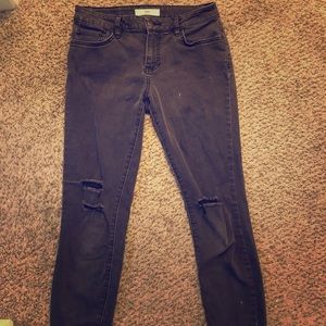 Vans Grey cropped skinny jeans with tears
